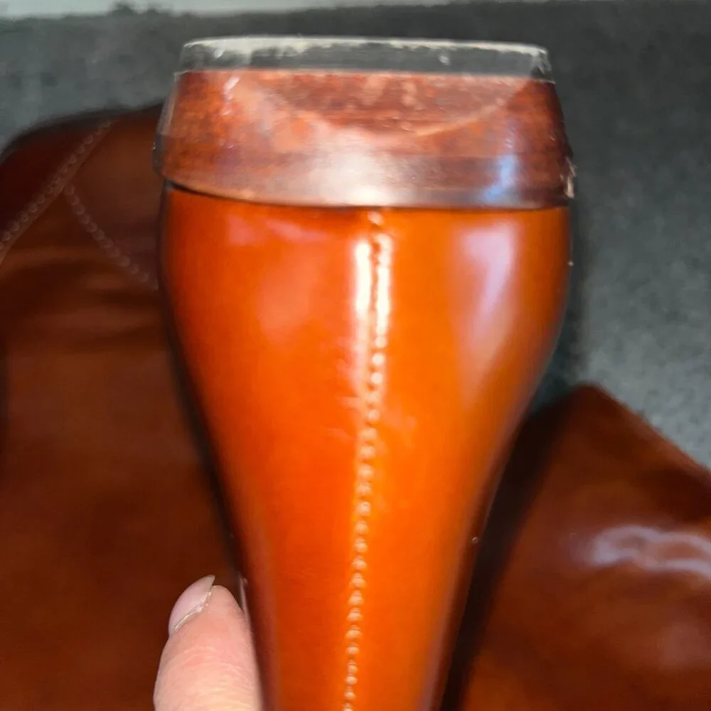 BASSOTTO KNEE HIGH RIDING BOOTS COGNAC LEATHER BROGUE DETAILS MADE IN ITALY EU40